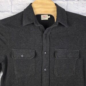 Faherty Brand Men Black Button Legend Sweater Flannel Button Shirt Size Medium